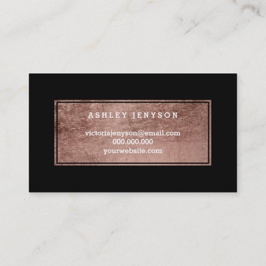 Makeup kunstenaar elegant roos gold typografie zwa visitekaartje (Achterkant)