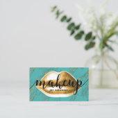 Makeup kunstenaar Gold Lips Modern Turquoise Marbl Visitekaartje (Staand voorkant)