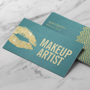 Makeup kunstenaar Gold Lips Modern Turquoise Visitekaartje