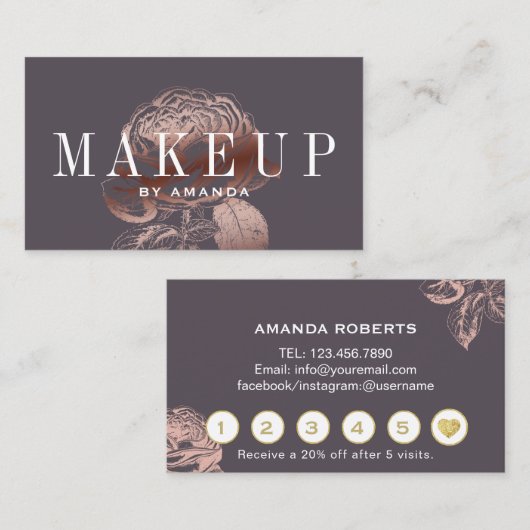 Makeup kunstenaar modern Roos Gold Floral Loyalty (Voorkant / Achterkant)