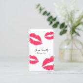 Makeup kunstenaar moderne rode lips elegant schoon visitekaartje (Staand voorkant)