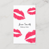 Makeup kunstenaar moderne rode lips elegant schoon visitekaartje (Voorkant)