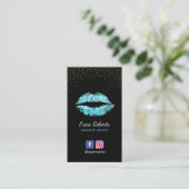 Makeup kunstenaar moderne Turquoise Glitter Lips S Visitekaartje (Staand voorkant)