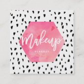 Makeup kunstenaar roze waterverf zwarte haarpunten vierkante visitekaartje (Voorkant)