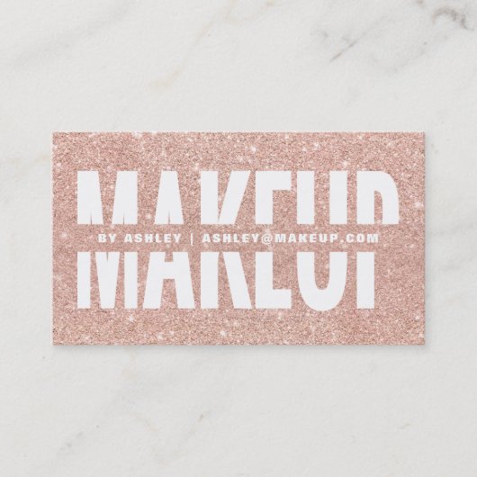 Makeup kunstenaar snijdt roos goudglitter uit visitekaartje (Voorkant)