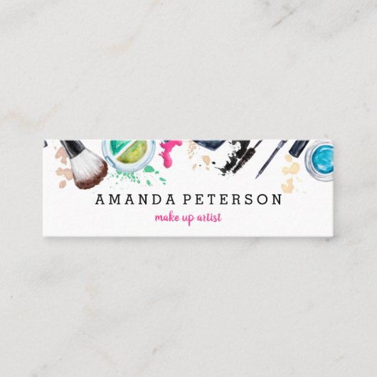 Makeup kunstenaar trendy waterverf moderne spa sal mini visitekaartje (Voorkant)