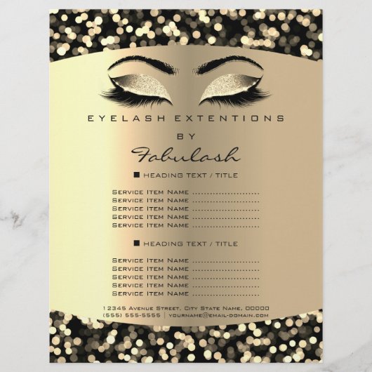 Makeup Lash Beauty Confetti Sepia Flyer-prijslijst Flyer (Voorkant)