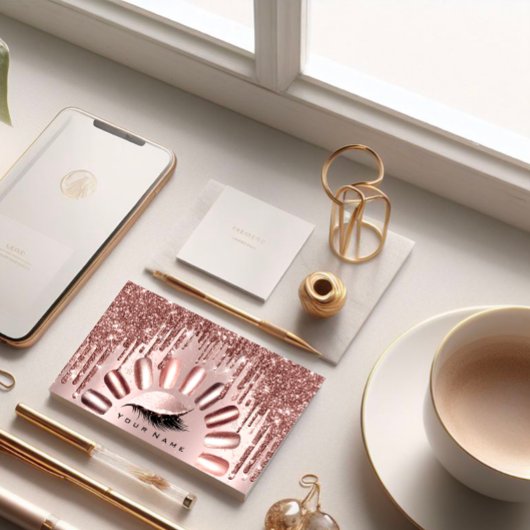 Makeup Lashes Glitter Roos Nails Manicure Brown Visitekaartje