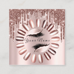 Makeup Lashes Glitter Roos Nails Manicure Skinny Vierkante Visitekaartje