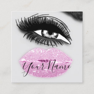Makeup Lashes Grey Kiss Lips Logo QR Code Vierkante Visitekaartje