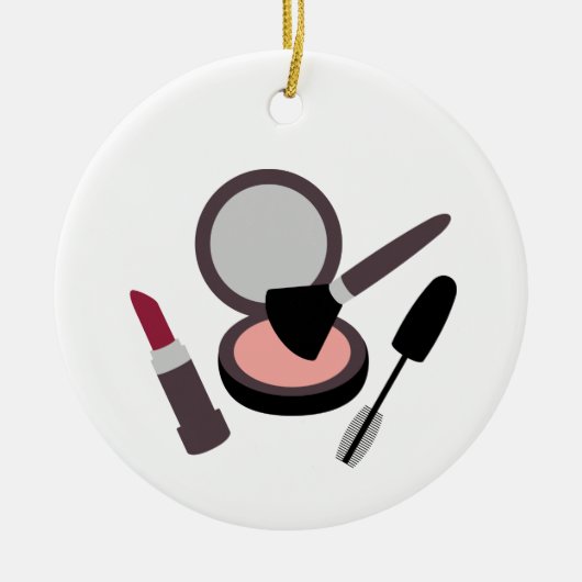Makeup Lipstick Mascara Blush Keramisch Ornament (Voorkant)