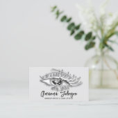 Makeup Logo Eyelash Qr Code Black White Silver Visitekaartje (Staand voorkant)