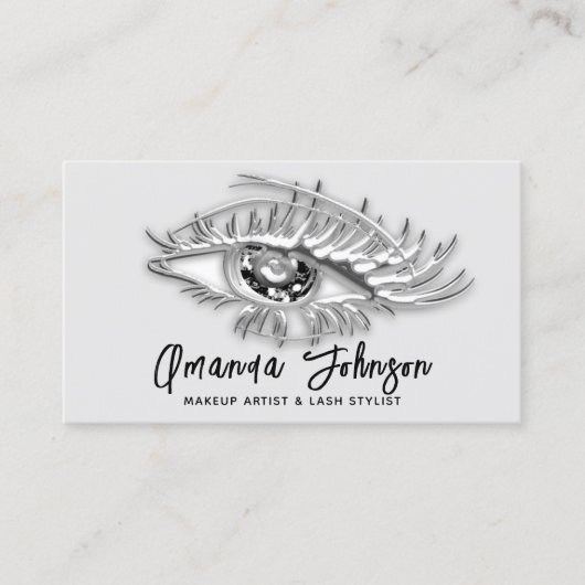 Makeup Logo Eyelash Qr Code Black White Silver Visitekaartje (Voorkant)