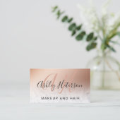 Makeup marble roos gold foil script monogrammen visitekaartje (Staand voorkant)