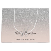 Makeup monogram blush Silver Glitter script Groot Cadeauzakje (Voorkant)