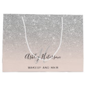 Makeup monogram blush Silver Glitter script Groot Cadeauzakje (Achterkant)