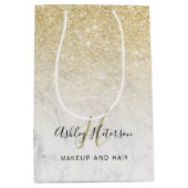 Makeup monogram marmer chic gold glitter script medium cadeauzakje (Voorkant)