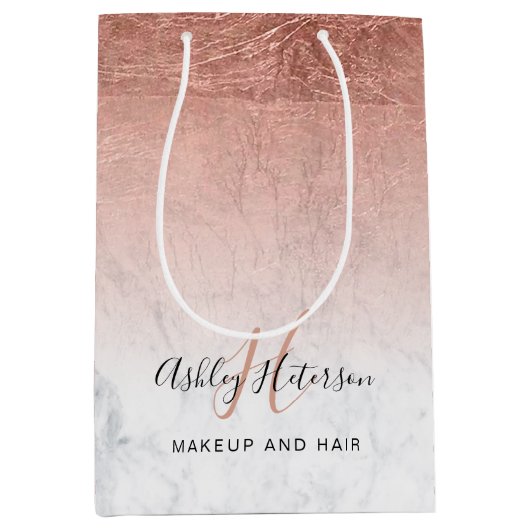 Makeup monogram marmer roos gold foil script medium cadeauzakje (Voorkant)