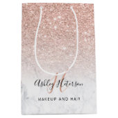Makeup monogram marmer roos goud glitter script medium cadeauzakje (Voorkant)