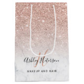 Makeup monogram marmer roos goud glitter script medium cadeauzakje (Achterkant)