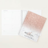 Makeup monogram marmer roos goud glitter script planner (Display)