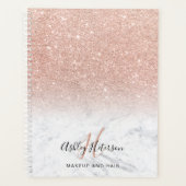 Makeup monogram marmer roos goud glitter script planner (Voorkant)