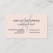 Makeup monogram roze minimalistisch elegant script visitekaartje (Achterkant)