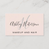Makeup monogram roze minimalistisch elegant script visitekaartje (Voorkant)