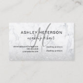 Makeup monogram script marmer Silver Glitter Visitekaartje (Achterkant)