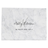 Makeup monogram wit marmer script typografie groot cadeauzakje (Achterkant)