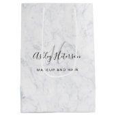 Makeup monogram wit marmer script typografie medium cadeauzakje (Achterkant)