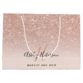 Makeup monogram zwart roos goud glitter script groot cadeauzakje (Achterkant)