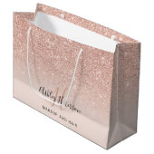 Makeup monogram zwart roos goud glitter script groot cadeauzakje (Voorkant Gekanteld)