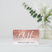 Makeup monogramed roos gold foil marble script visitekaartje (Staand voorkant)
