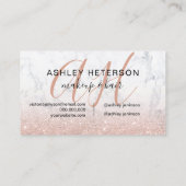 Makeup monogramme marmer roos gold glitter script visitekaartje (Achterkant)