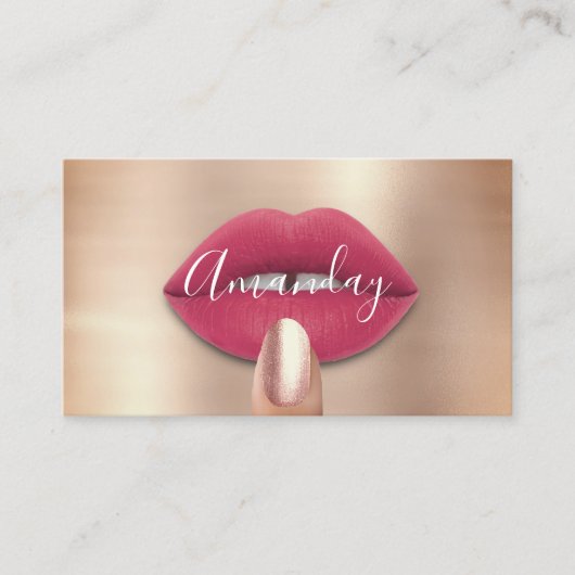Makeup Nails Roos Roze Kus Lips Logo QR Code Visitekaartje (Voorkant)