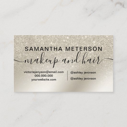 Makeup pareel glitter iory ombre goud metallic visitekaartje (Achterkant)