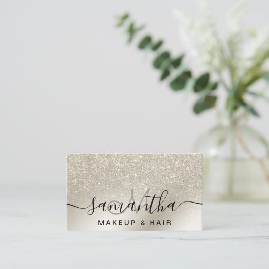 Makeup pareel glitter iory ombre goud metallic visitekaartje (Staand voorkant)