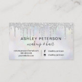 Makeup pareltypografie glitter zilver druppelt visitekaartje (Achterkant)