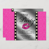 Makeup Party Invitation Advertisement Mirror Kaart (Voorkant / Achterkant)