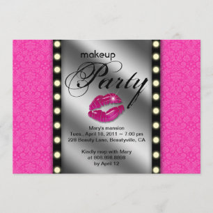 Makeup Party Invitation Advertisement Mirror Kaart