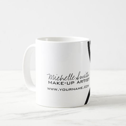 Makeup Pictogram Vrouw met zwarte witte rode lippe Koffiemok (Voorkant links)