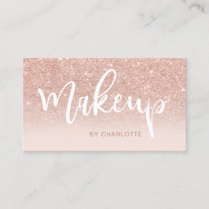 Makeup roos gold glitter blush ombre roze script visitekaartje