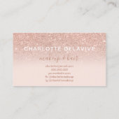 Makeup roos gold glitter blush ombre roze script visitekaartje (Achterkant)