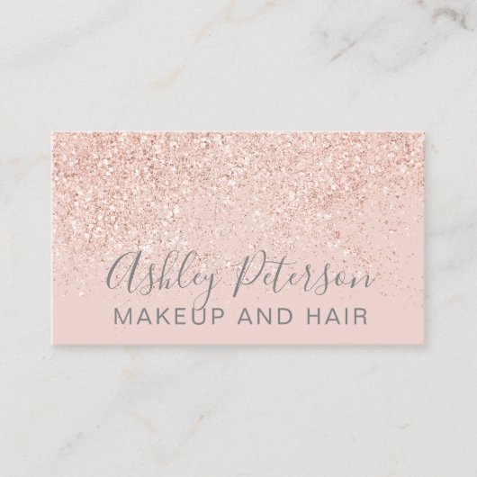 Makeup roos goud glitter blush roze visitekaartje (Voorkant)