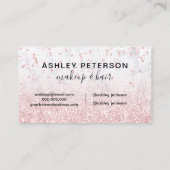Makeup roos goud glitter marmer monogram ombre visitekaartje (Achterkant)