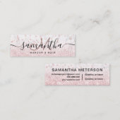 Makeup roos goud glitter marmer sparkle confetti mini visitekaartje (Voorkant / Achterkant)