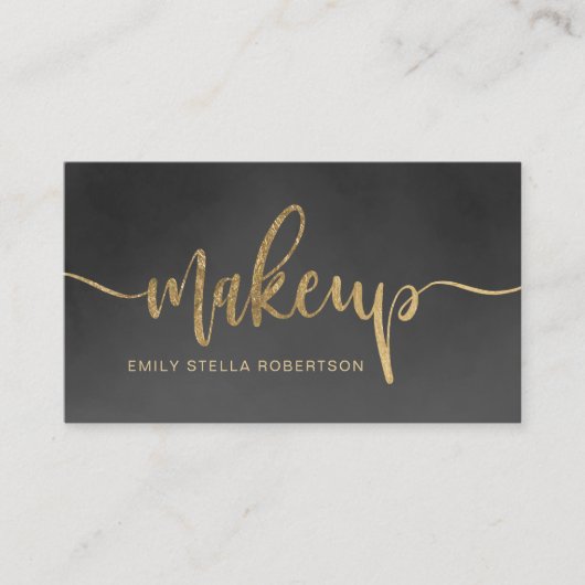 Makeup script typografie gouden zwarte waterverf visitekaartje (Voorkant)