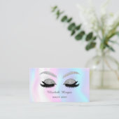 Makeup Silver Glitter Faux Lashes Holographic Visitekaartje (Staand voorkant)