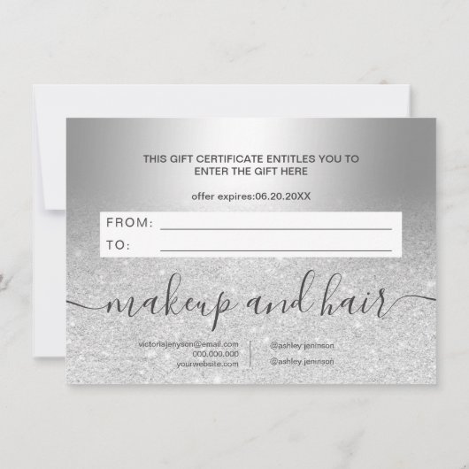 Makeup Silver Glitter folie gift certificaat (Achterkant)